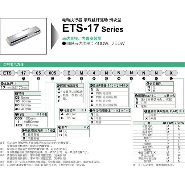 CKD喜開理電動執(zhí)行器（無馬達(dá)型）滑塊型ETS-17-20025-EM4NNNNN