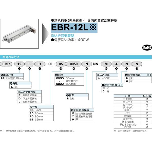 CKD喜開理電動執行器（無馬達型）滑塊型EBR-12LLER-00-200050NNN-M2NN