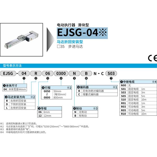 CKD喜開理電動執行器（無馬達型）滑塊型EJSG-04E06R0050NBN-CS01
