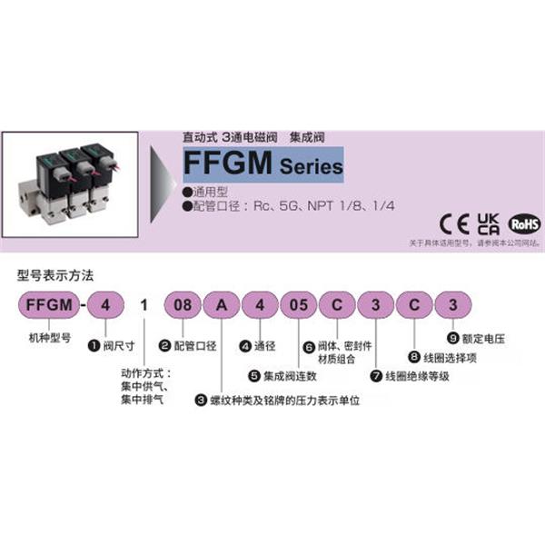 CKD喜開(kāi)理多種流體直動(dòng)式3通電磁閥集成閥FFGM-5108B400T3SK