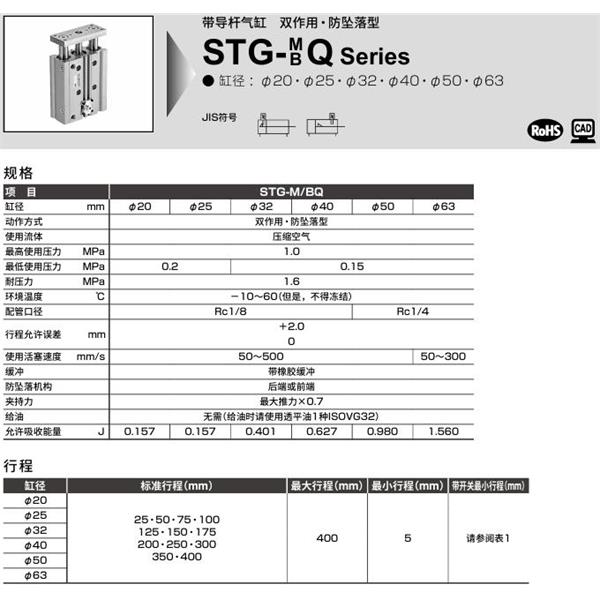 CKD喜開理帶導桿氣缸STG-BQ-16-25-H-T0H-R-M1
